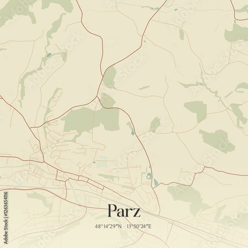 Obraz na płótnie Vintage map of Parz, Austria. w salonie