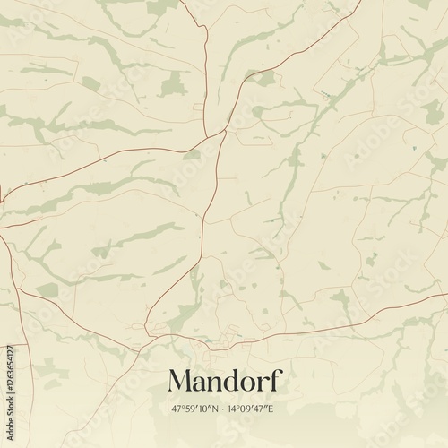 Obraz na płótnie Vintage map of Mandorf, Austria. w salonie