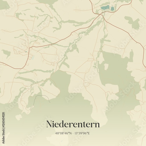Obraz na płótnie Vintage map of Niederentern, Austria. w salonie