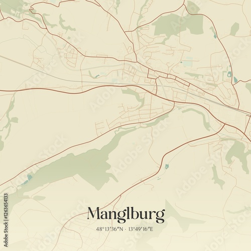 Obraz na płótnie Vintage map of Manglburg, Austria. w salonie