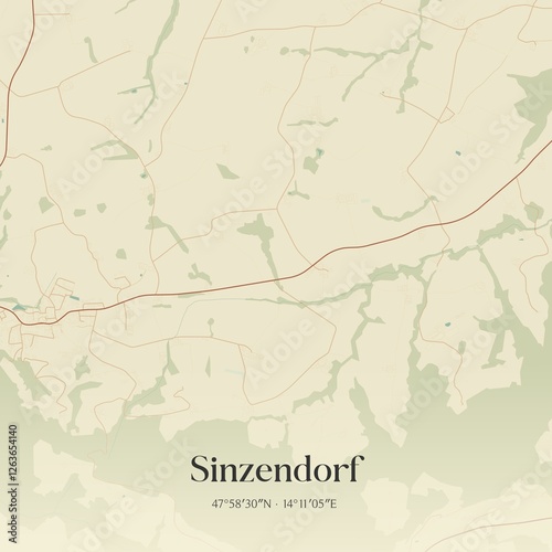 Obraz na płótnie Vintage map of Sinzendorf, Austria. w salonie