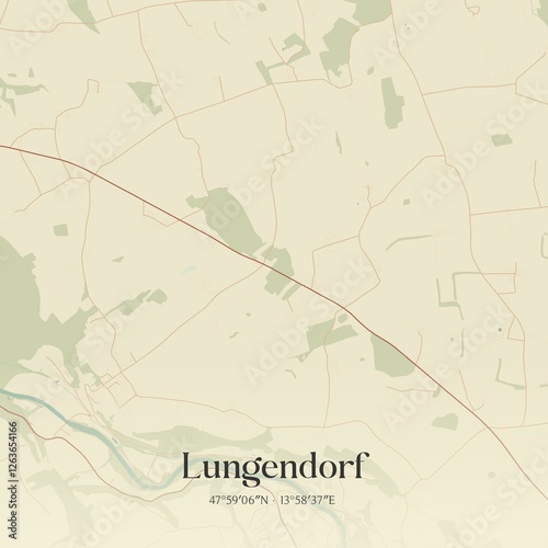Obraz na płótnie Vintage map of Lungendorf, Austria. w salonie