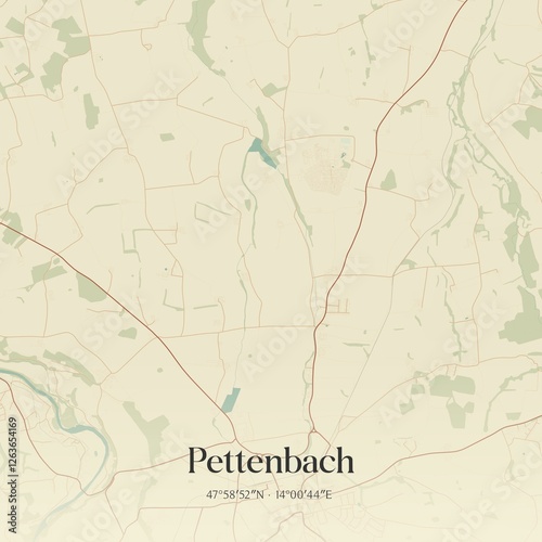 Obraz na płótnie Vintage map of Pettenbach, Austria. w salonie
