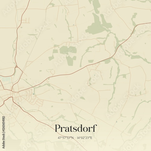 Obraz na płótnie Vintage map of Pratsdorf, Austria. w salonie