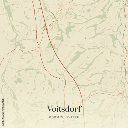 Obraz na płótnie Vintage map of Voitsdorf, Austria. w salonie