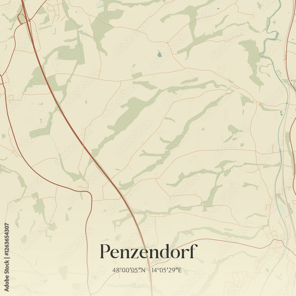 Vintage map of Penzendorf, Austria.