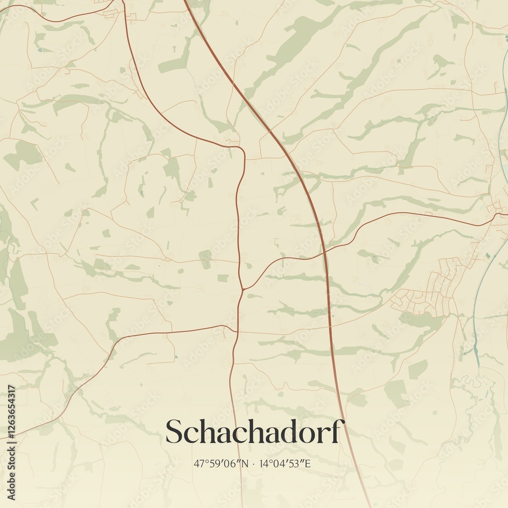 Vintage map of Schachadorf, Austria.