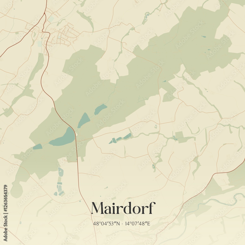 Fototapeta premium Vintage map of Mairdorf, Austria.