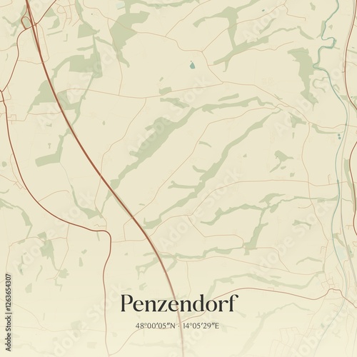 Obraz na płótnie Vintage map of Penzendorf, Austria. w salonie