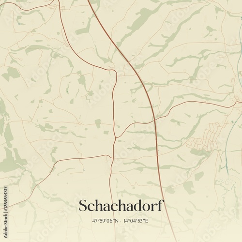 Obraz na płótnie Vintage map of Schachadorf, Austria. w salonie