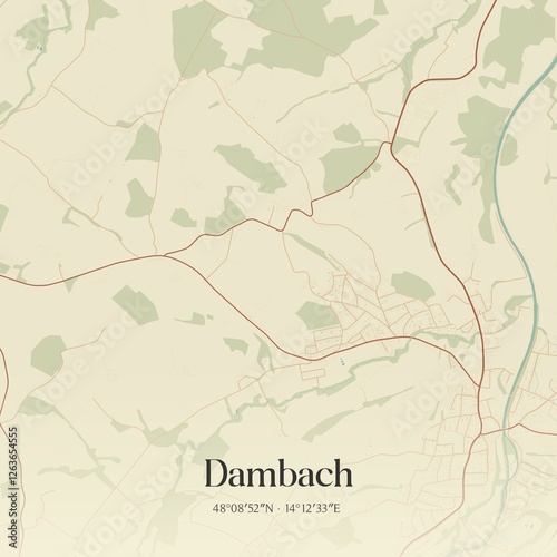 Vintage map of Dambach, Austria.
