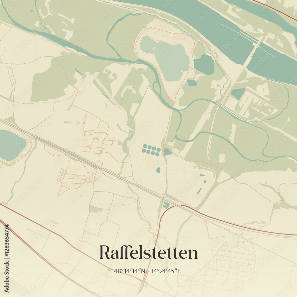 Obraz premium Vintage map of Raffelstetten, Austria.