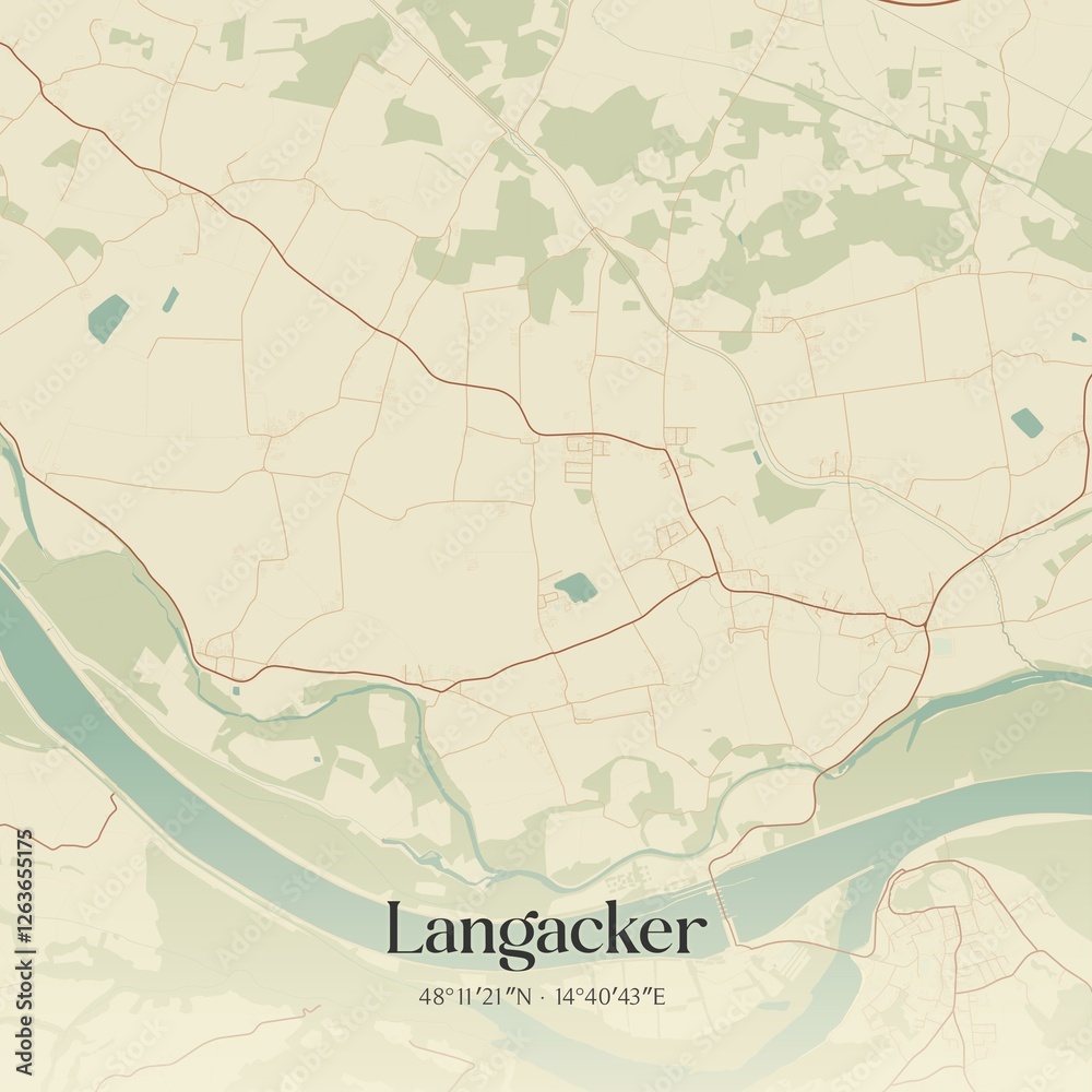 Fototapeta premium Vintage map of Langacker, Austria.