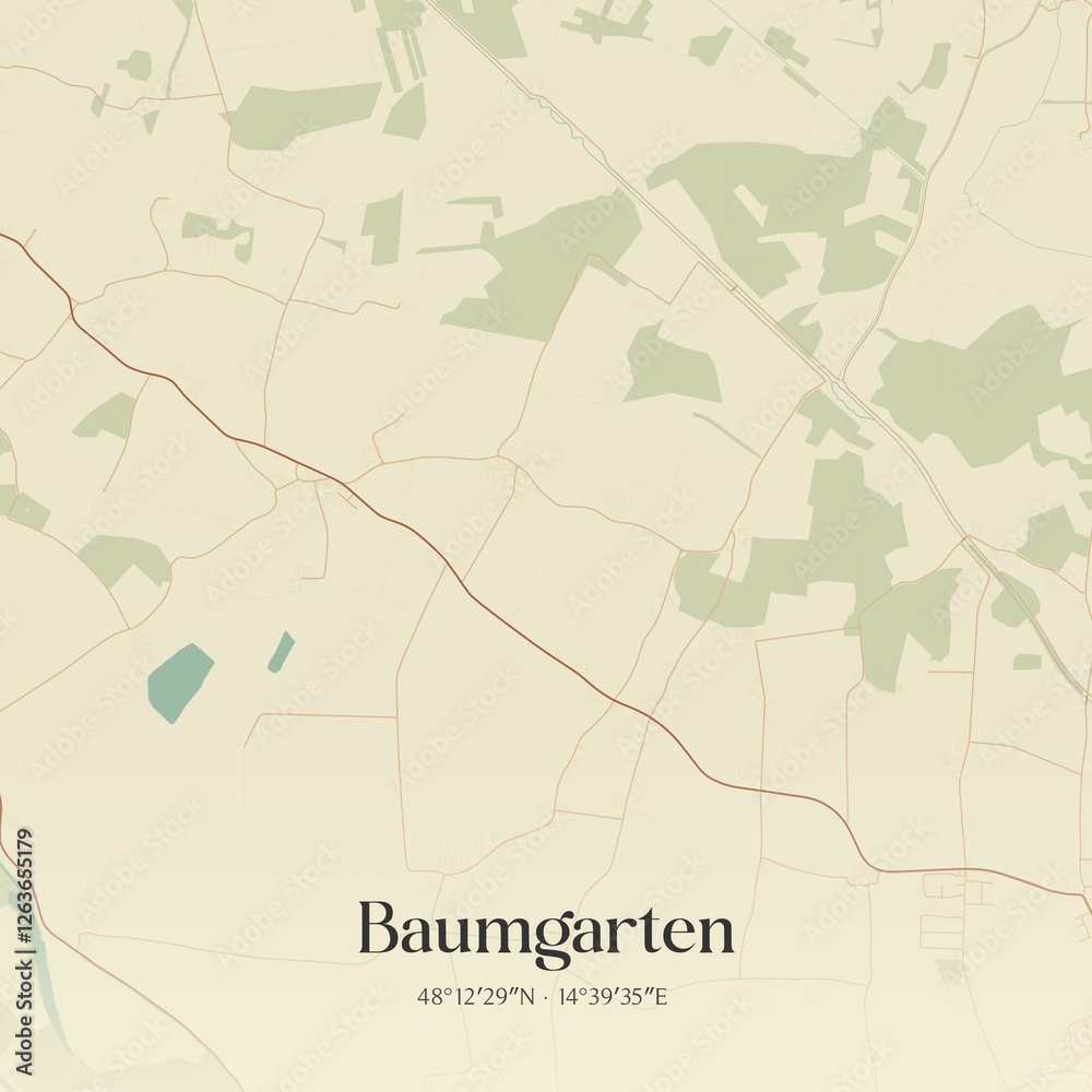 Obraz premium Vintage map of Baumgarten, Austria.