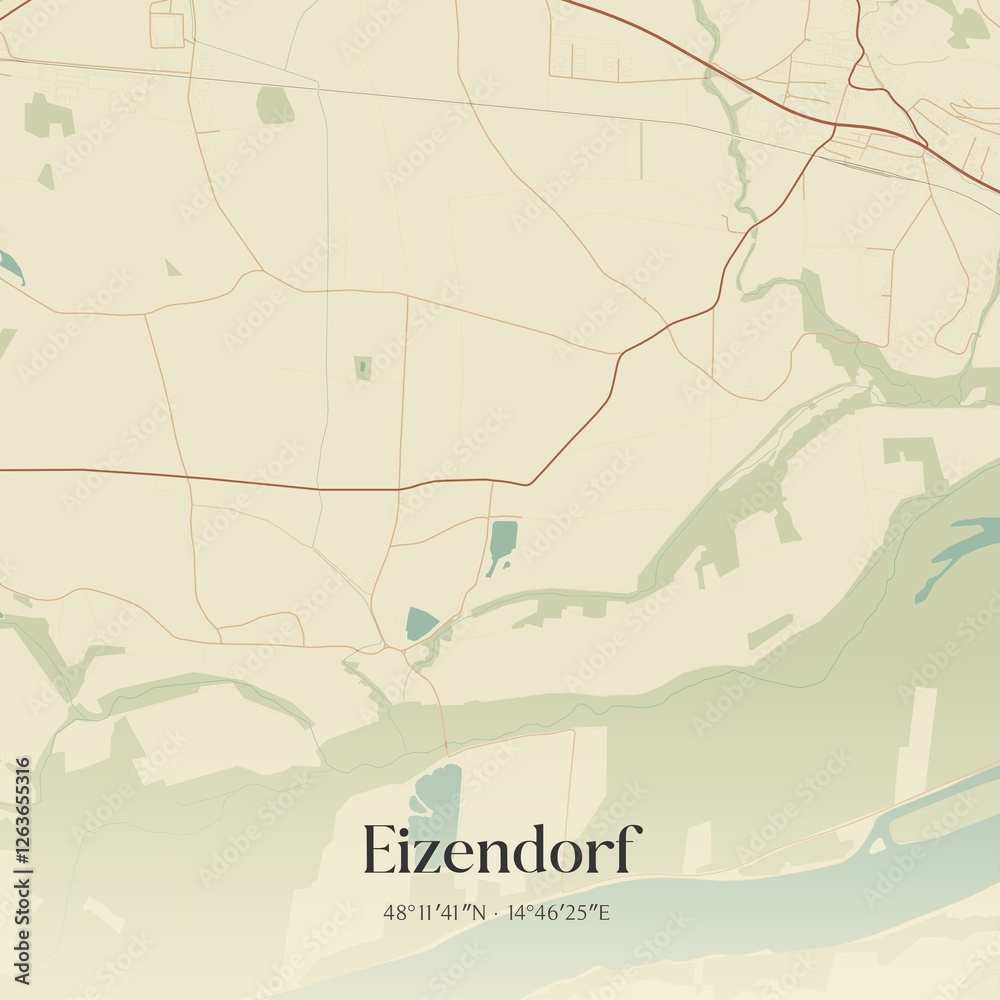 Fototapeta premium Vintage map of Eizendorf, Austria.