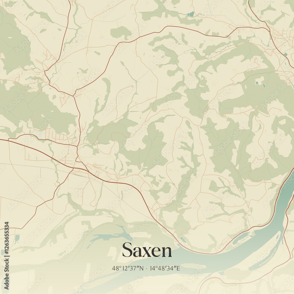 Fototapeta premium Vintage map of Saxen, Austria.