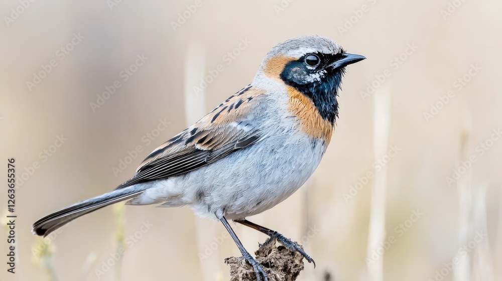 Fototapeta premium Small Bird Perched on a Stump in a Natural Setting