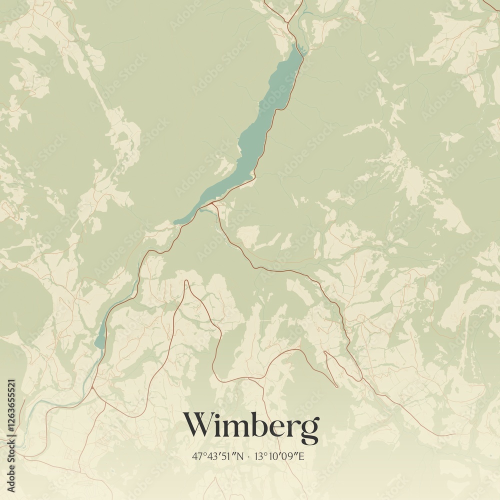 Fototapeta premium Vintage map of Wimberg, Austria.