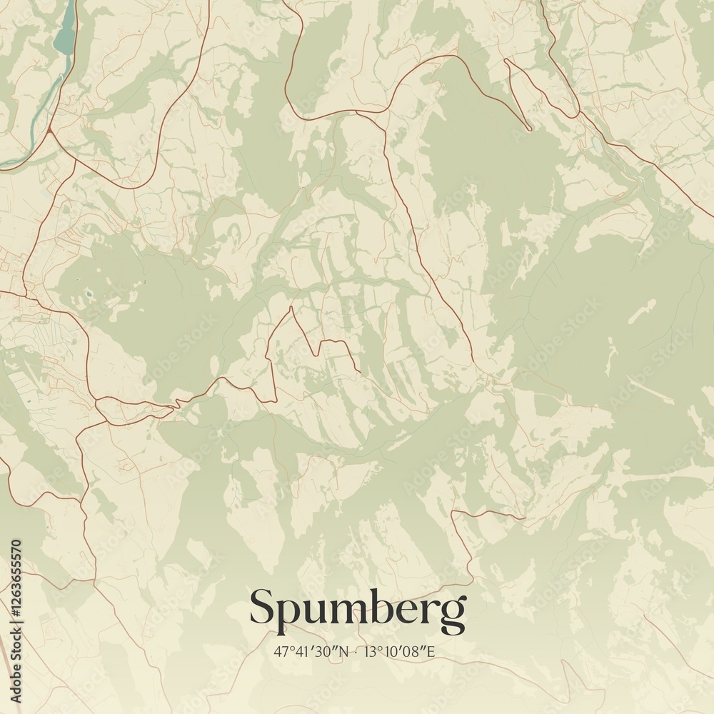 Fototapeta premium Vintage map of Spumberg, Austria.