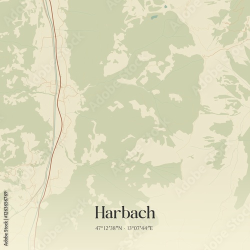 Vintage map of Harbach, Austria. photo