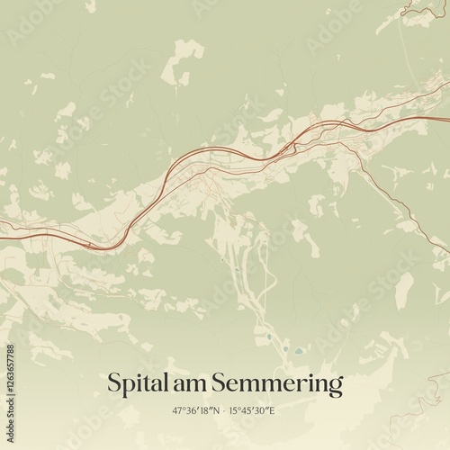 Vintage map of Spital am Semmering, Austria. photo