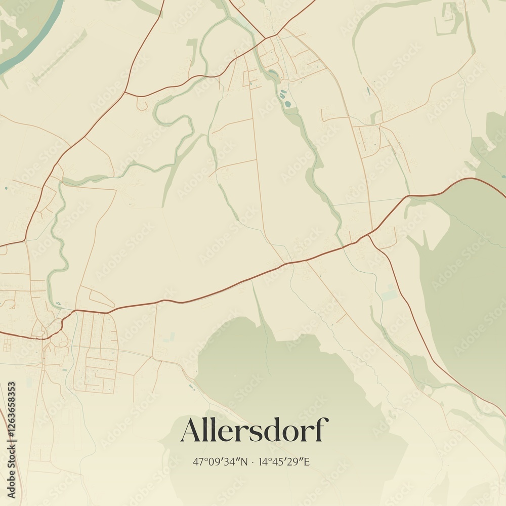 Fototapeta premium Vintage map of Allersdorf, Austria.