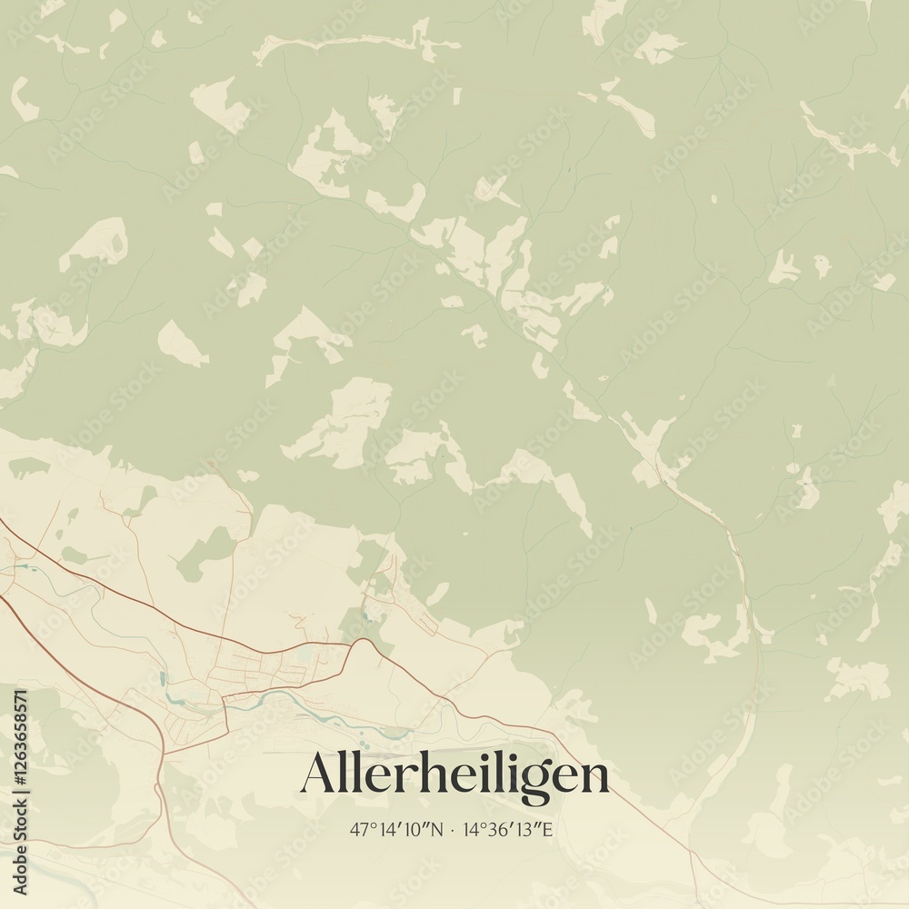 Fototapeta premium Vintage map of Allerheiligen, Austria.