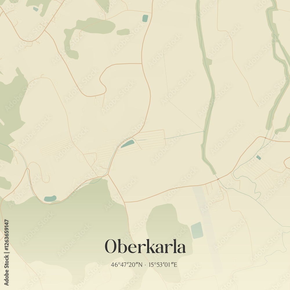 Fototapeta premium Vintage map of Oberkarla, Austria.