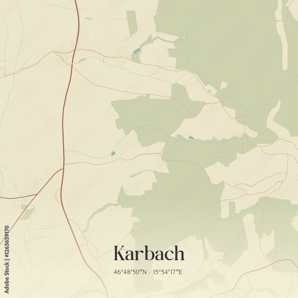Fototapeta premium Vintage map of Karbach, Austria.