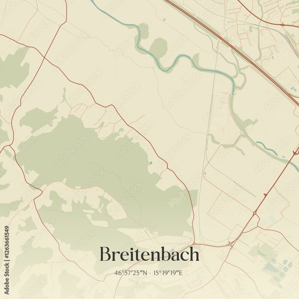 Obraz premium Vintage map of Breitenbach, Austria.