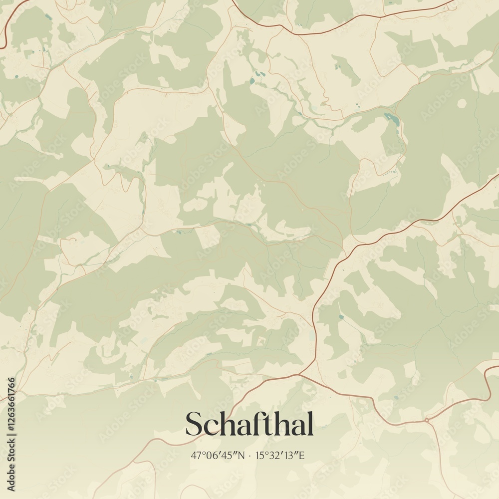 Fototapeta premium Vintage map of Schafthal, Austria.