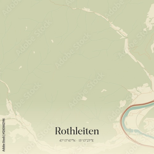 Vintage map of Rothleiten, Austria.