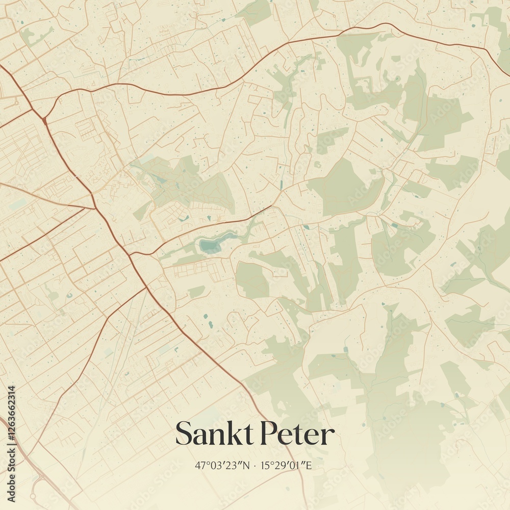 Fototapeta premium Vintage map of Sankt Peter, Austria.