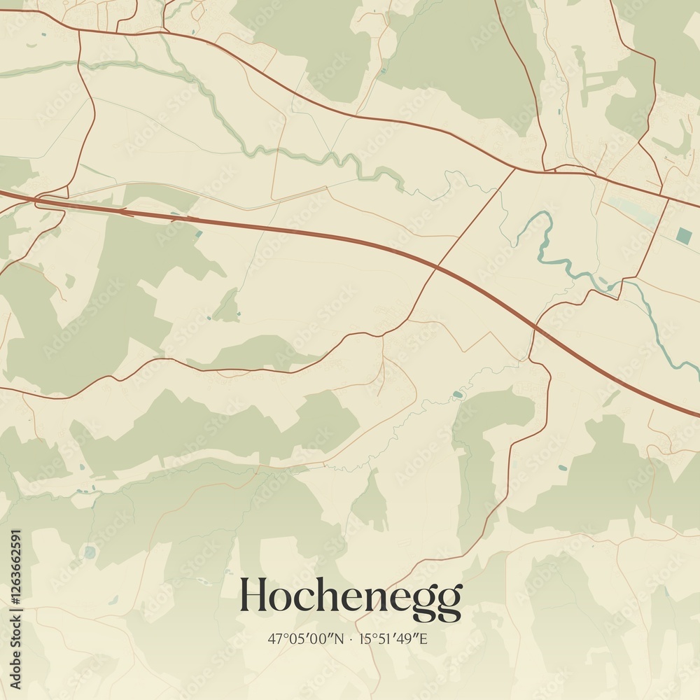 Vintage map of Hochenegg, Austria.