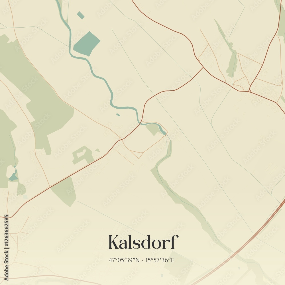 Vintage map of Kalsdorf, Austria.