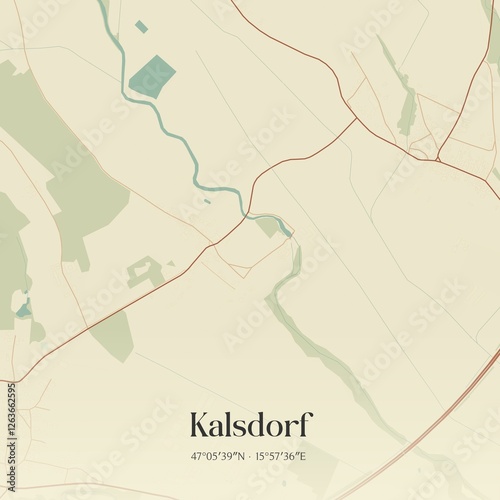 Obraz na płótnie Vintage map of Kalsdorf, Austria. w salonie