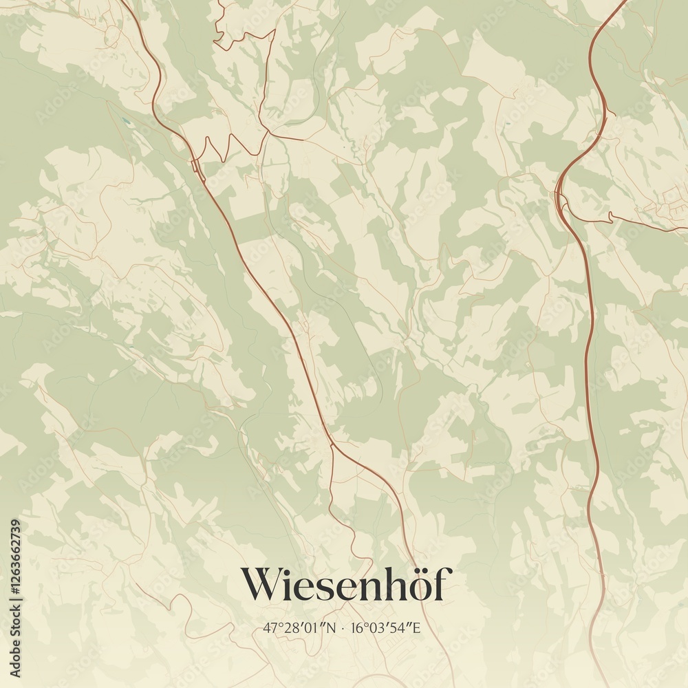 Vintage map of Wiesenhöf, Austria.