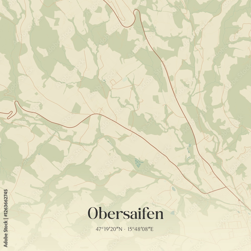 Vintage map of Obersaifen, Austria.