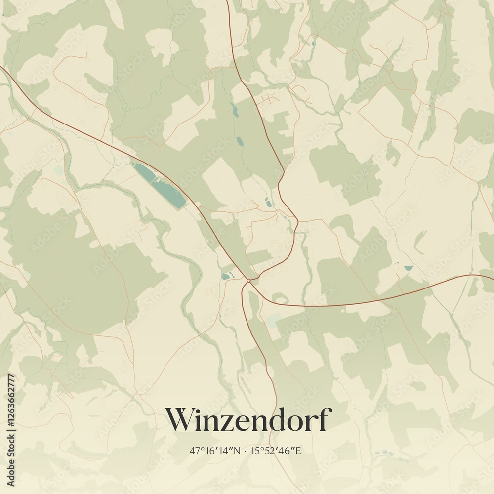 Vintage map of Winzendorf, Austria.