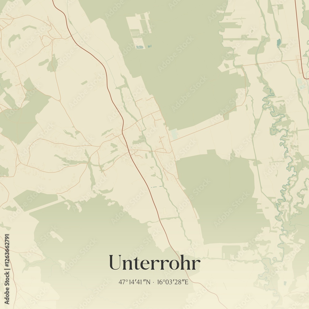 Vintage map of Unterrohr, Austria.