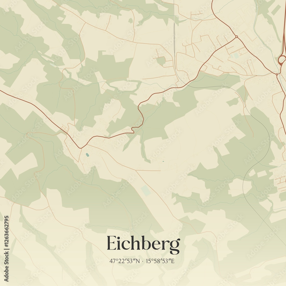 Vintage map of Eichberg, Austria.