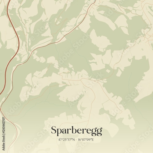 Obraz na płótnie Vintage map of Sparberegg, Austria. w salonie