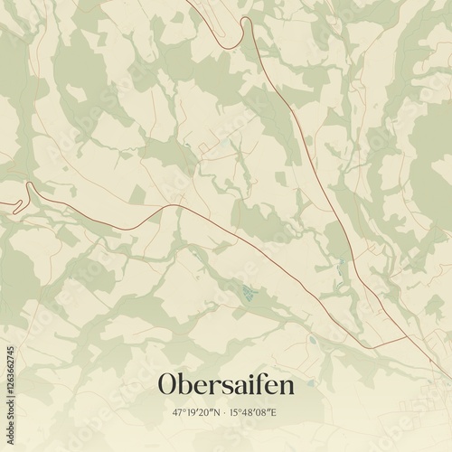 Obraz na płótnie Vintage map of Obersaifen, Austria. w salonie