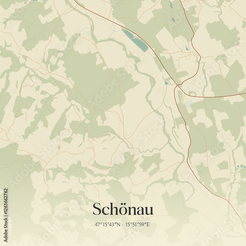 Obraz na płótnie Vintage map of Schönau, Austria. w salonie