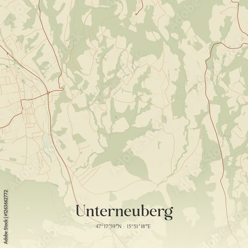 Vintage map of Unterneuberg, Austria.