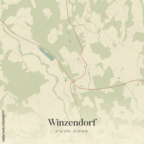 Obraz na płótnie Vintage map of Winzendorf, Austria. w salonie