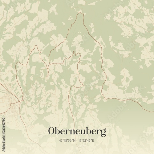 Obraz na płótnie Vintage map of Oberneuberg, Austria. w salonie