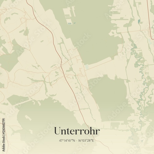 Obraz na płótnie Vintage map of Unterrohr, Austria. w salonie