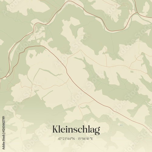 Obraz na płótnie Vintage map of Kleinschlag, Austria. w salonie