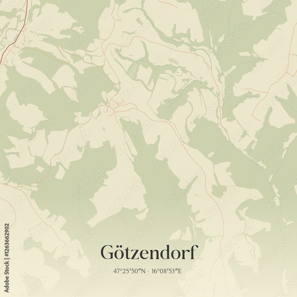 Vintage map of Götzendorf, Austria.